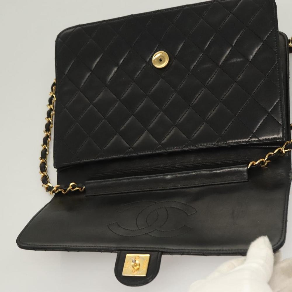 CHANEL Matelasse Chain Shoulder Bag Lamb Skin Black Gold CC Auth 131347 - Picture 9 of 16